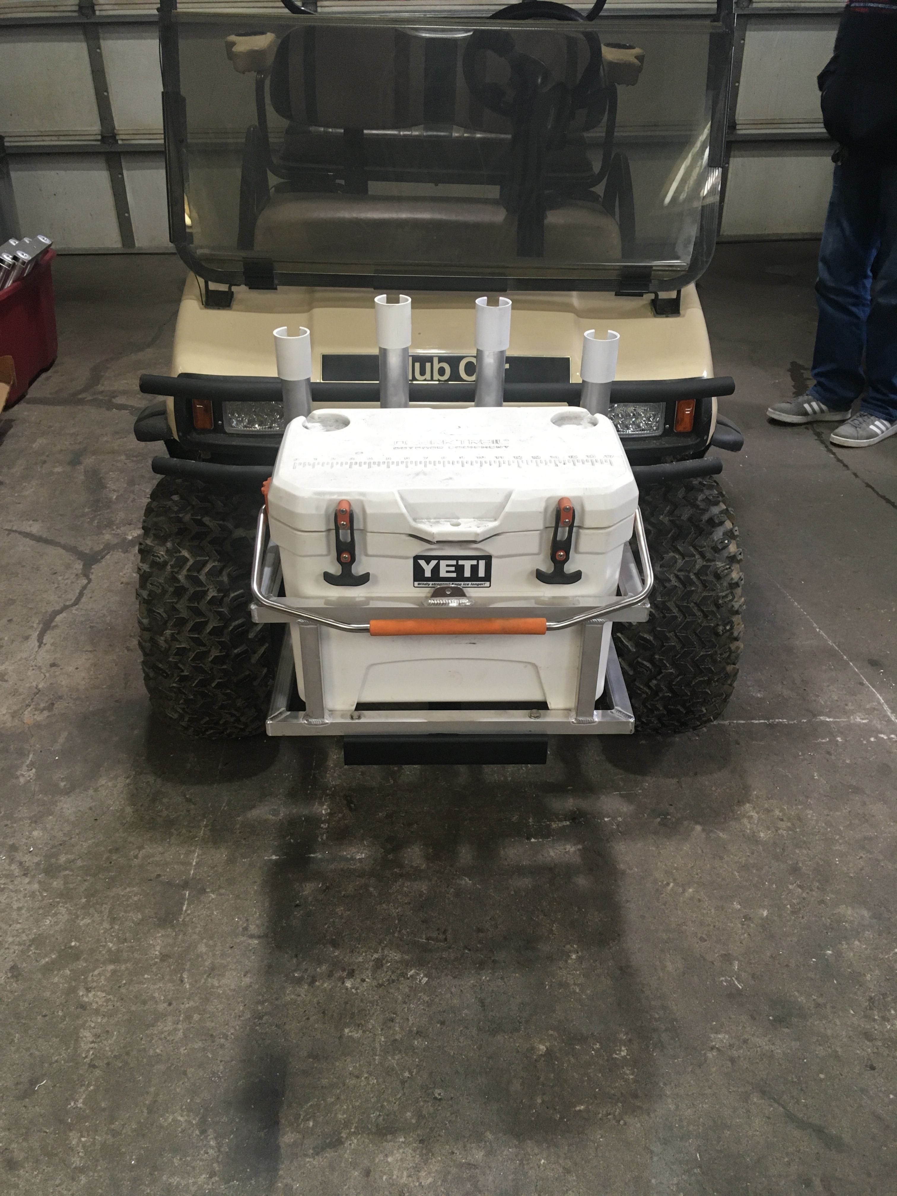 Custom fabricated cooler racks are built for your golf cart.